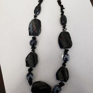 Charcoal grey stone bead necklace